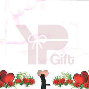 Gift card design with hearts and flowers decoration.
