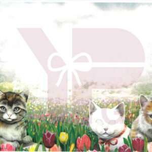 Illustration of kittens with flowers and gift design.
