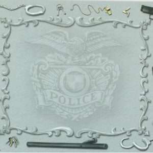 Police badge and equipment decorative border illustration.