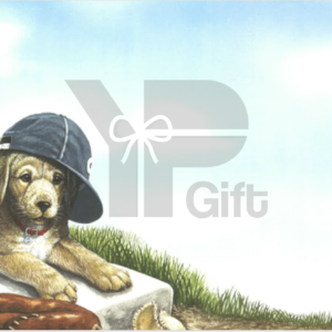 Puppy wearing cap with gift watermark overlay.