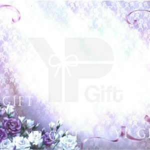 Elegant floral gift card design with purple accents.