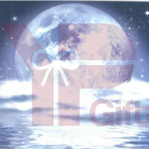 Fantasy moon gift illustration with stars and clouds.